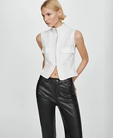 Mango Women's Leather-Effect Straight Trousers