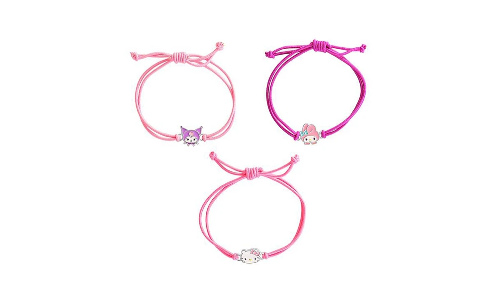 Hello Kitty Sanrio Cord Bracelet 3 Piece Set with Kuromi, My Melody