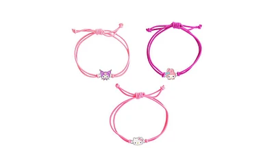 Hello Kitty Sanrio Cord Bracelet 3 Piece Set with Kuromi, My Melody