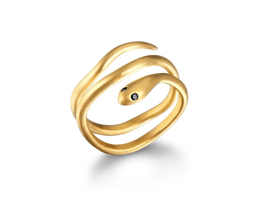 Satya Jewelry Gold Coils Black Snake Ring