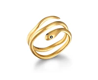 Satya Jewelry Gold Coils Black Snake Ring