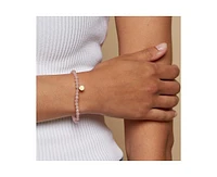 Satya Jewelry Supported In Love Lotus Rose Quartz Gemstone Bracelet