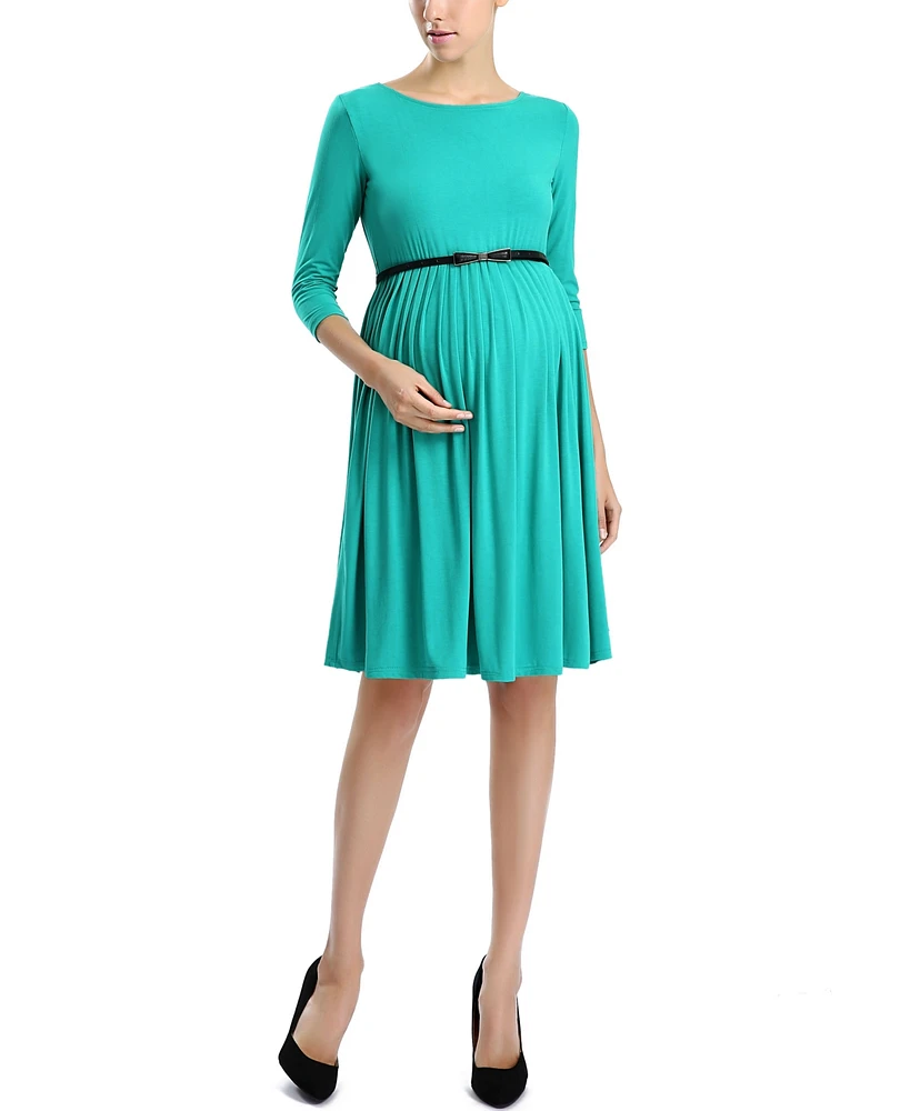 kimi + kai Maternity Shannon Pleated Midi Dress