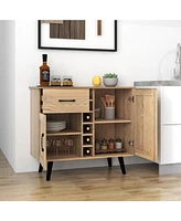 2-Door Wine Bar Cabinet Kitchen Sideboard Buffet with Drawer & Adjustable Shelves