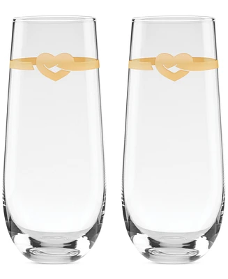 kate spade new york Loves Me Knot Stemless Flutes, Set of 2