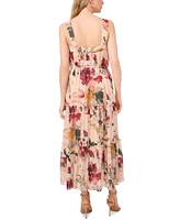 CeCe Woman's Floral-Print Tiered Maxi Dress