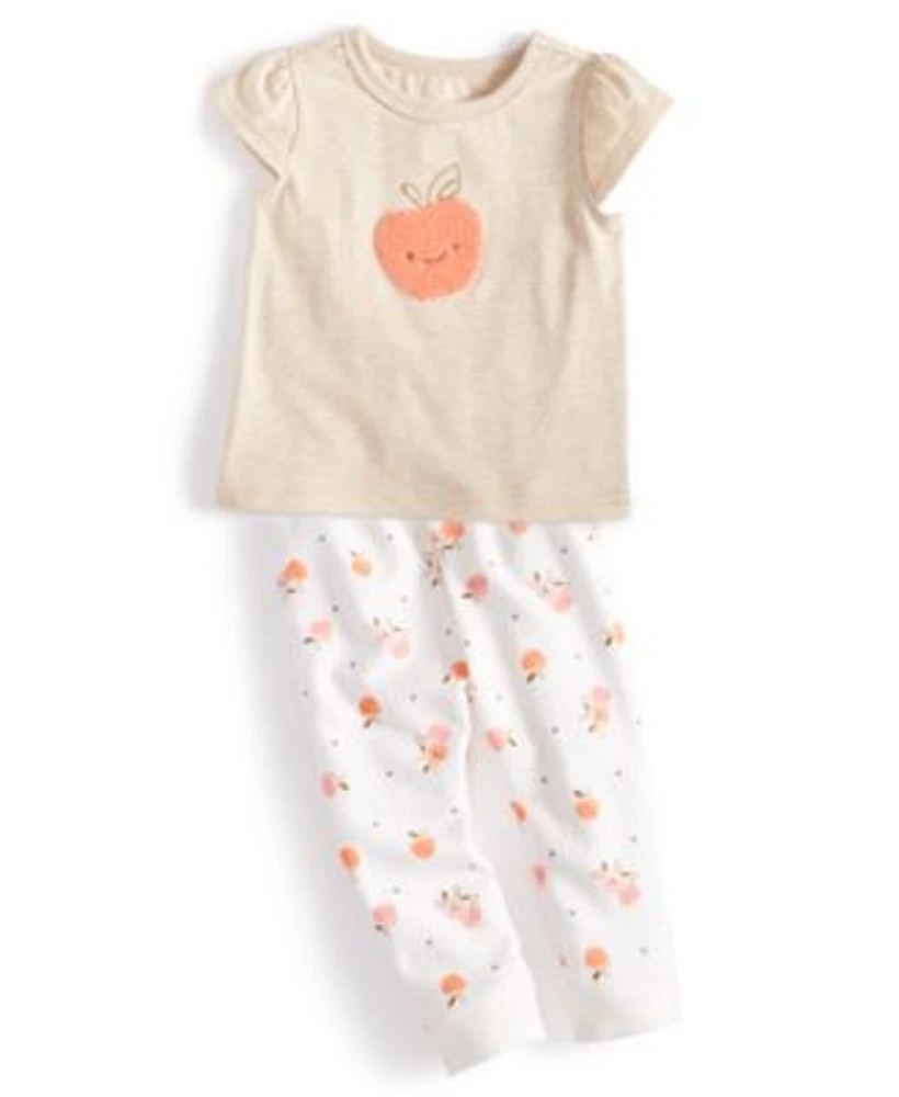 First Impressions Baby Girls Short Sleeve Apple Graphic T Shirt Apple Print French Terry Pants Created For Macys