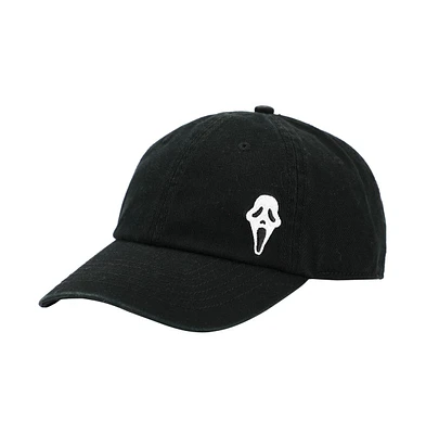 Scream Men's GhostFace Dad Plain Black Embroidered Patch Hat with pre-curved bill for Men