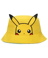 Pokemon Men's Pikachu Face Unisex Adult Bucket Hat With 3D Plush