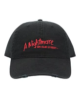 Nightmare On Elm Street Men's A Logo Black Distressed Dad Hat