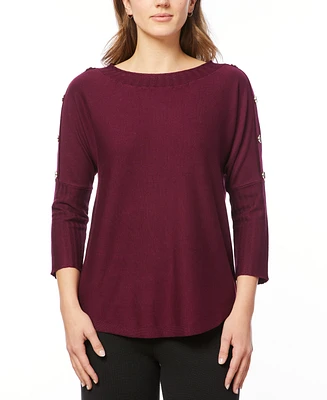 Melissa Paige Women's Dolman-Sleeve Wavy-Ribbed Sweater, Regular & Petite