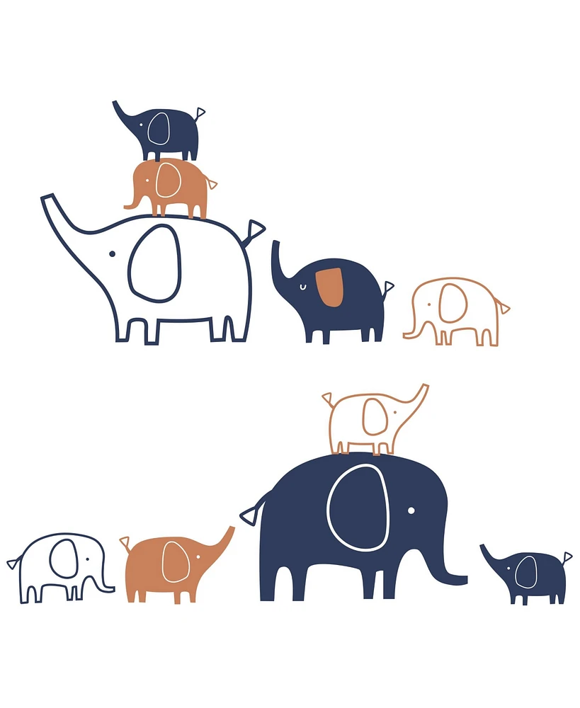 Lambs & Ivy Playful Elephant Blue/White/Caramel Nursery Wall Decals/Stickers