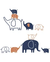 Lambs & Ivy Playful Elephant Blue/White/Caramel Nursery Wall Decals/Stickers