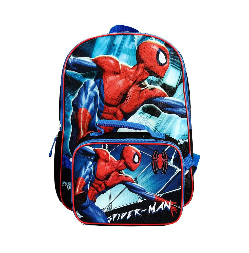 Marvel Spiderman superhero Kids Backpack and Lunch box Set for boys