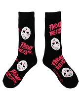 Friday The 13Th Men's Jason Voorhees Hockey Mask Athletic Black Light Crew Socks