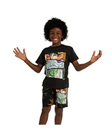 Dragon Ball Z Boys Goku, Frieza, and Piccolo Short Sleeve Tee Lounge Shorts 2-Piece Set