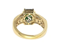 Suzy Levian Golden Sterling Silver Emerald-Cut Green and Brown Cubic Zirconia Halo Ring