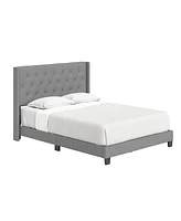 Boyd Sleep Mia Linen Panel Upholstered Platform Bed Frame, Queen