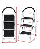 Sugift Heavy Duty Industrial Lightweight Folding Stool 3 Step Ladder