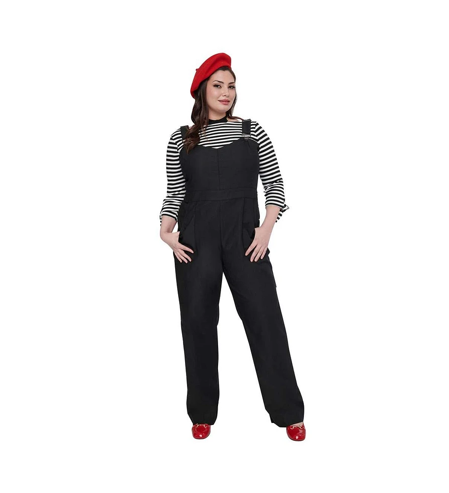 Unique Vintage Plus Wide Leg Overall Dungaree Pants