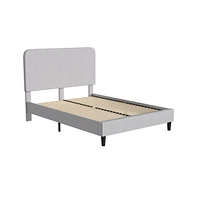 Merrick Lane Remi Platform Bed With Headboard - Upholstered Frame - 14 Wooden Slats