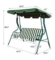 Sugift 3-Person Outdoor Porch Swing with Removable Cushion and Coated Steel Frame