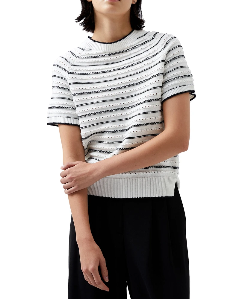 French Connection Women's Oskie Pointelle Cotton Knit Top