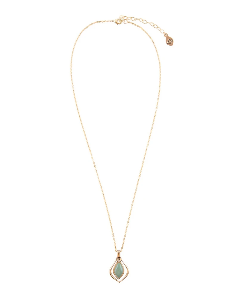 Barse Melita Genuine Green Aventurine Teardrop Pendant Necklace