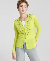 Charter Club Women's Cashmere Embellished Crewneck Cardigan, Created for Macy's