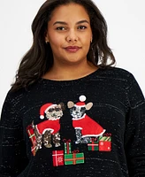 Holiday Lane Plus Appliqued Sweater, Created for Macy's