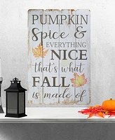 Northlight 23.5" White-Washed Pumpkin Spice Everything Nice Fall Wooden Hanging Wall Sign