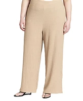 Eloquii Women's Pintuck Detail Linen Trouser