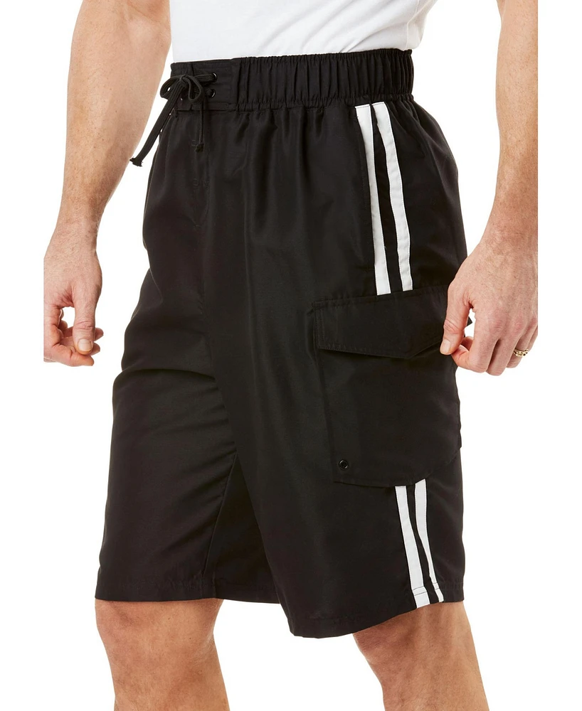 KingSize Big & Tall Double Stripe Swim Board Shorts