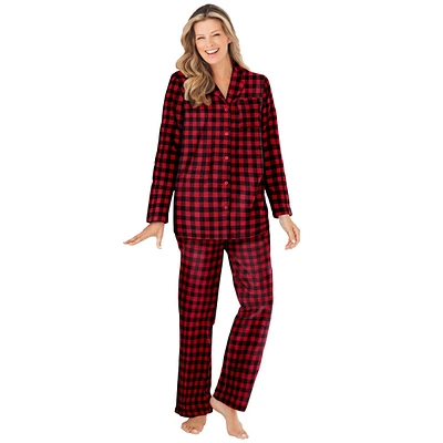 Dreams & Co. Women's Plus Size Classic Flannel Pajama Set