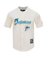 Pro Standard Men's Cream Miami Dolphins Retro Classic Mesh Button-Up Shirt