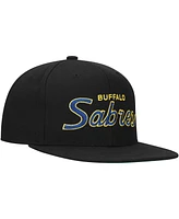 Mitchell Ness Men's Black Buffalo Sabres Core Team Script 2.0 Snapback Hat