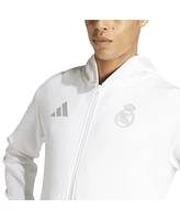 Adidas Men's White Real Madrid Anthem Full-Zip Hoodie