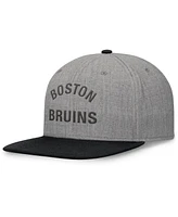 Fanatics Signature Men's Heather Gray Boston Bruins Elements Flat Brim Leather Strapback Hat