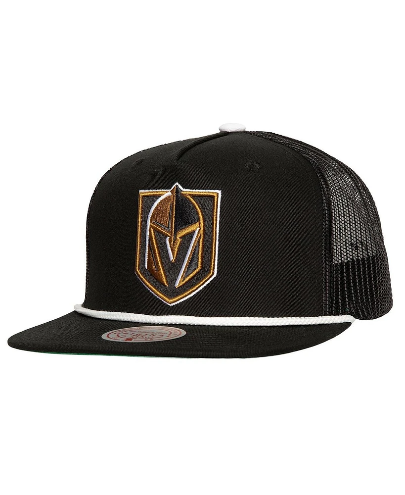 Mitchell Ness Men's Black Vegas Golden Knights Roper Trucker Snapback Hat