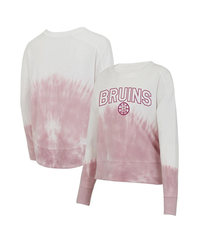 Concepts Sport Women's Pink/White Boston Bruins Orchard Tie-Dye Long Sleeve T-Shirt