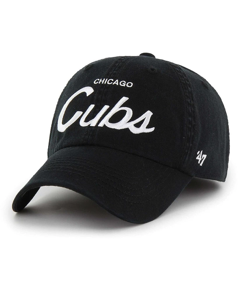 47 Brand Men's Black Chicago Cubs Crosstown Classic Franchise Fitted Hat