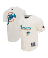 Pro Standard Men's Cream Miami Dolphins Retro Classic Mesh Button-Up Shirt