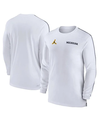 Jordan Men's Michigan Wolverines 2024 Sideline Coach Uv Performance Long Sleeve T-Shirt