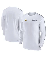 Jordan Men's Michigan Wolverines 2024 Sideline Coach Uv Performance Long Sleeve T-Shirt