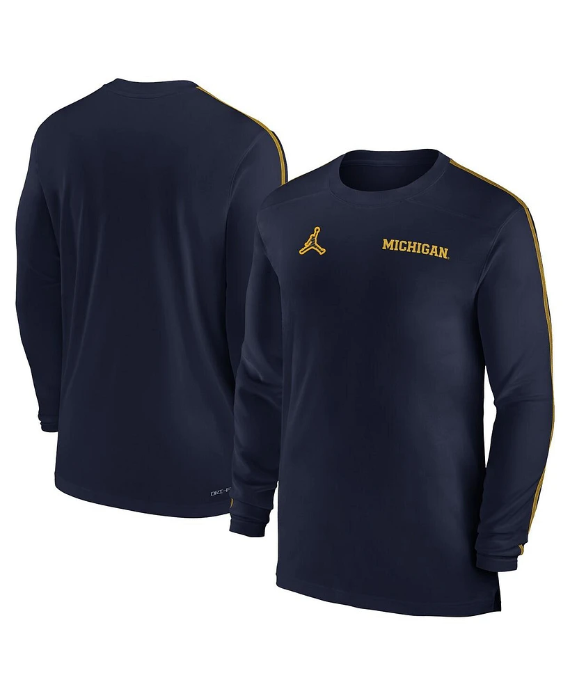 Jordan Men's Michigan Wolverines 2024 Sideline Coach Uv Performance Long Sleeve T-Shirt