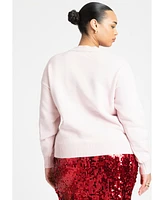 Eloquii Plus Size Bow Intarsia Sweater