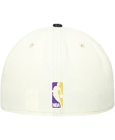 New Era Men's White/Black Los Angeles Lakers Faux Leather - Polyurethane Visor Two-Tone 59FIFTY Fitted Hat