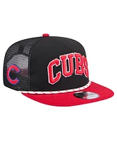 New Era Men's Black Chicago Cubs Throwback Meshback Golfer Hat