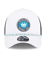 New Era Men's White/Black Charlotte Fc Court Sport Foam A-Frame 9FORTY Adjustable Trucker Hat