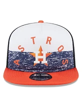 New Era Men's White/Orange Houston Astros Team Foam Front A-Frame Trucker 9FIFTY Snapback Hat